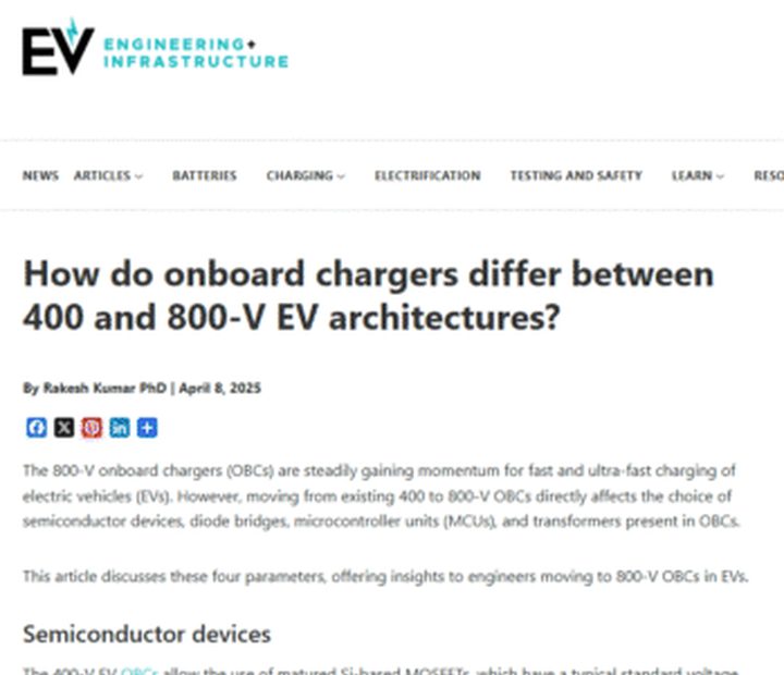 Screenshot: How do onboard chargers differ between 400 and 800-V EV architectures?